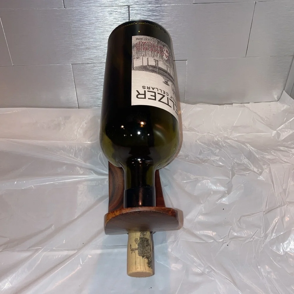 Custom Wood Wine Bottle Stand For a Single Bottle Of Wine Wood Wine Holder Decor